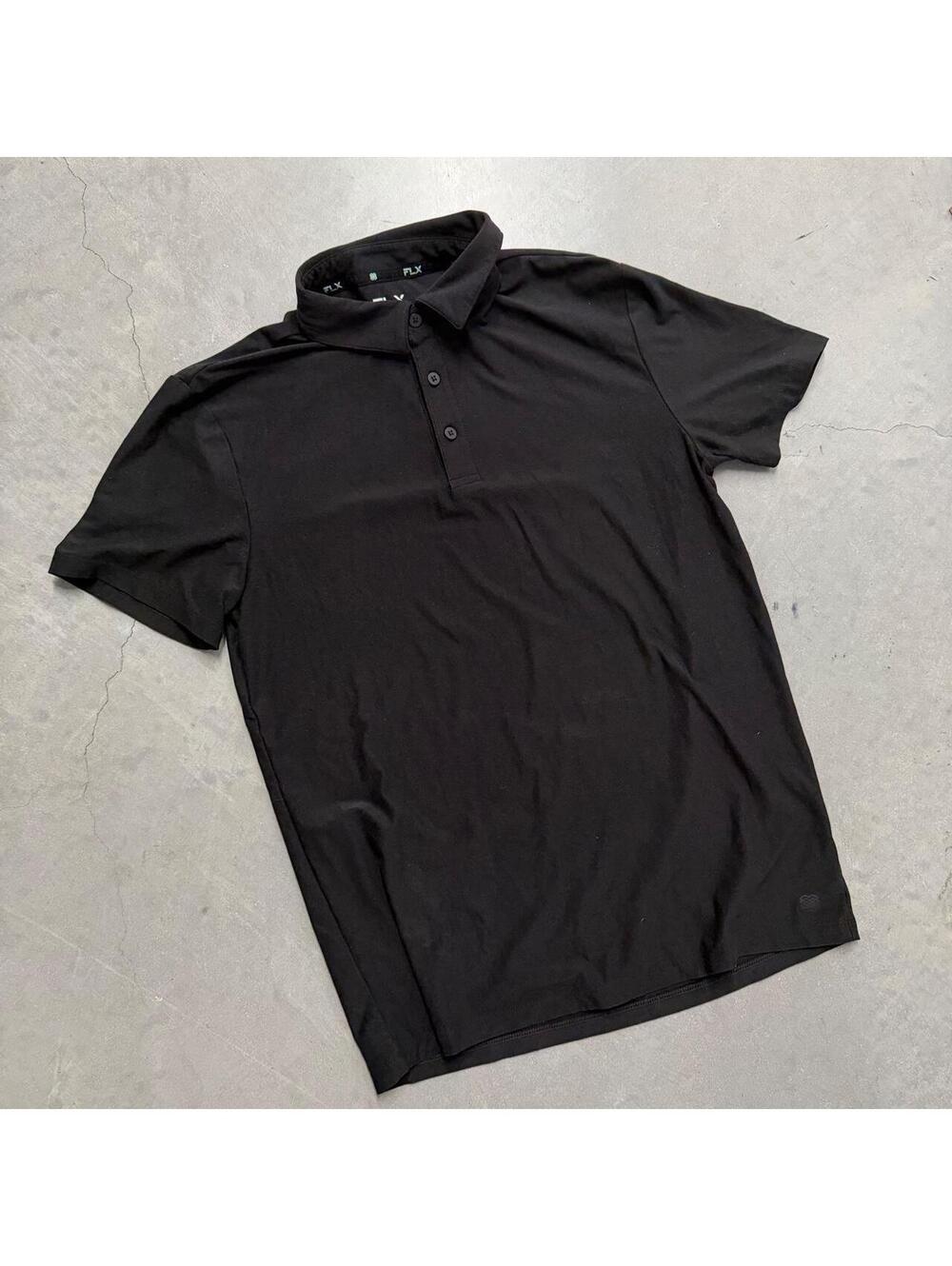 Y2K Men's Black FLX Athletic Black Polo Shirt Men's Sized Small
